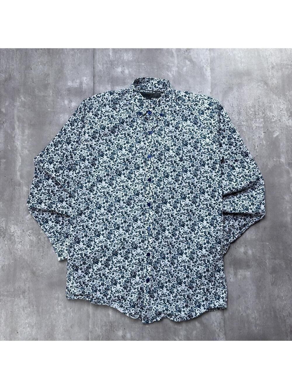 Y2K Navy Givenchy Floral AOP Long Sleeve Button Up Shirt
